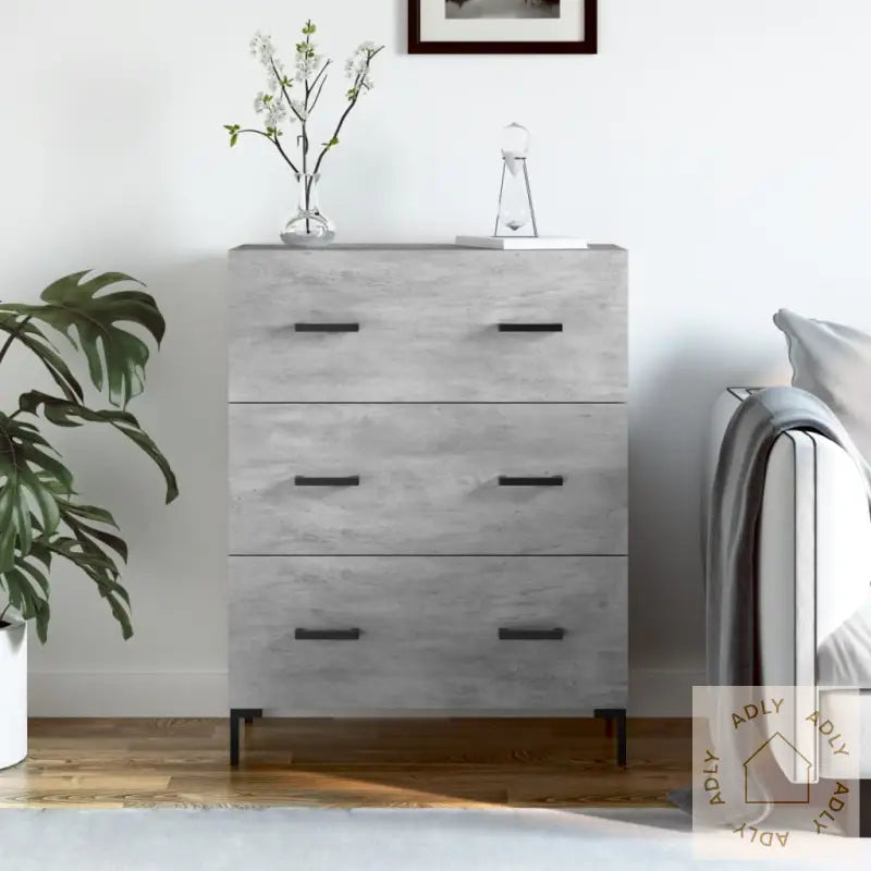 Skjenk Betonggrå 69,5X34X90 Cm Konstruert Tre