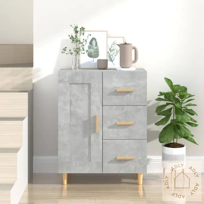 Skjenk Betonggrå 69,5X34X90 Cm Konstruert Tre