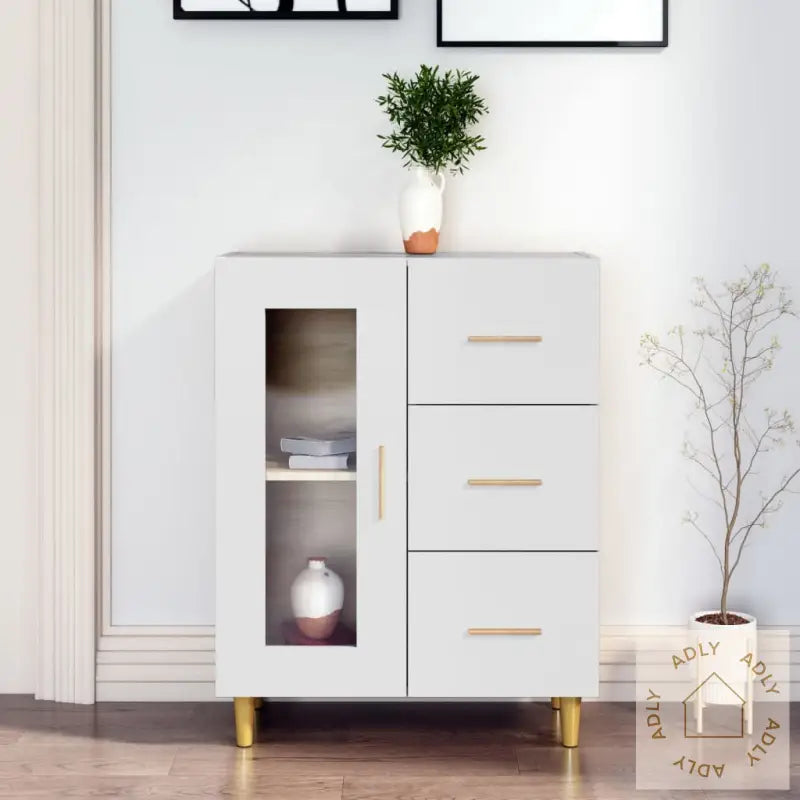 Skjenk Hvit 69,5X34X90 Cm Konstruert Tre