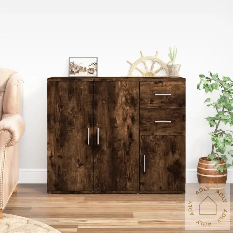 Skjenk Røkt Eik 91X29,5X75 Cm Konstruert Tre