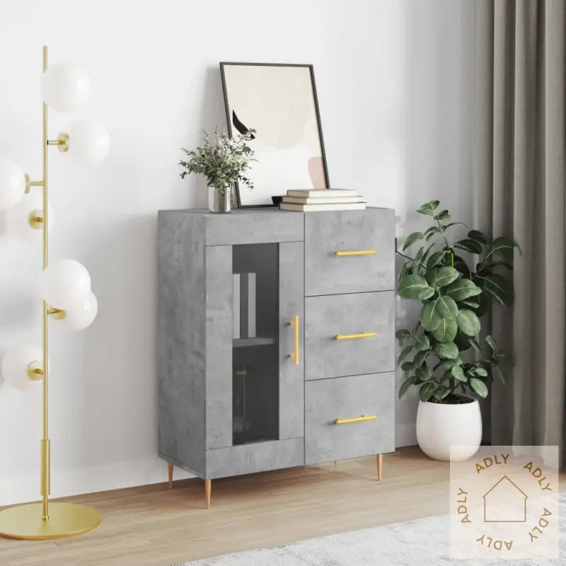 Skjenk Betonggrå 69,5X34X90 Cm Konstruert Tre