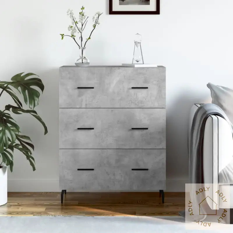Skjenk Betonggrå 69,5X34X90 Cm Konstruert Tre
