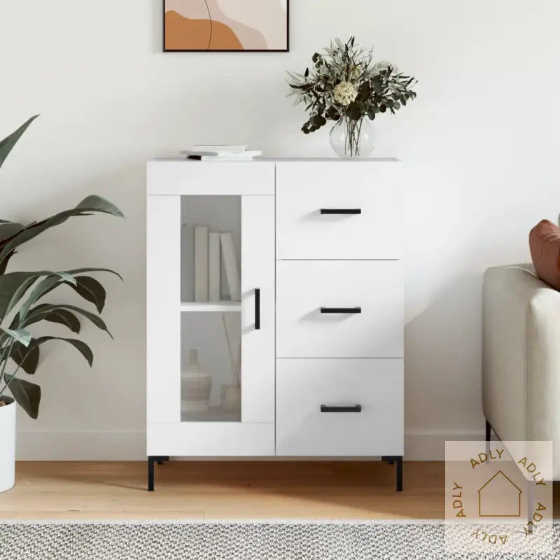 Skjenk Hvit 69,5X34X90 Cm Konstruert Tre