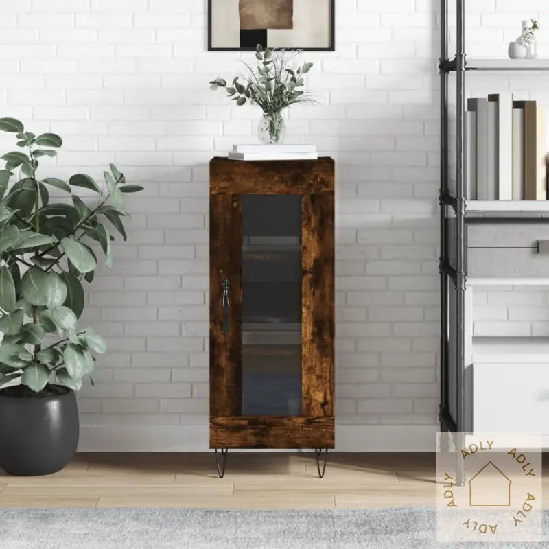 Skjenk Røkt Eik 34,5X34X90 Cm Konstruert Tre