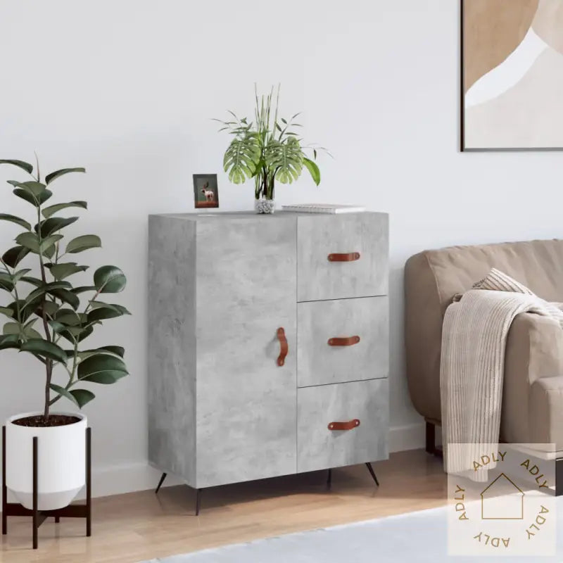 Skjenk Betonggrå 69,5X34X90 Cm Konstruert Tre