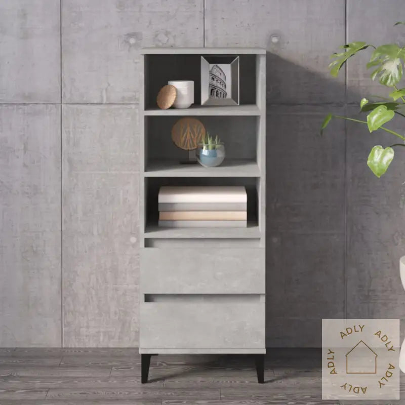 Highboard Betonggrå 40X36X110 Cm Konstruert Tre