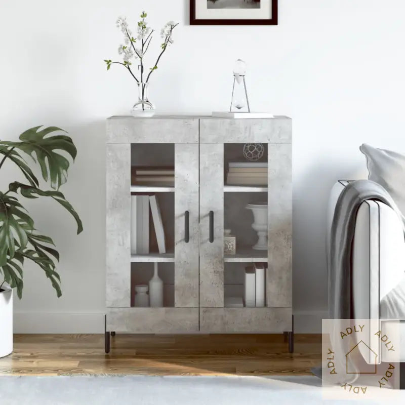 Skjenk Betonggrå 69,5X34X90 Cm Konstruert Tre