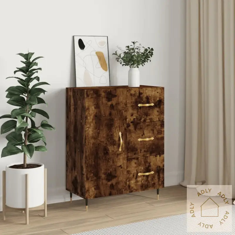 Skjenk Røkt Eik 69,5X34X90 Cm Konstruert Tre