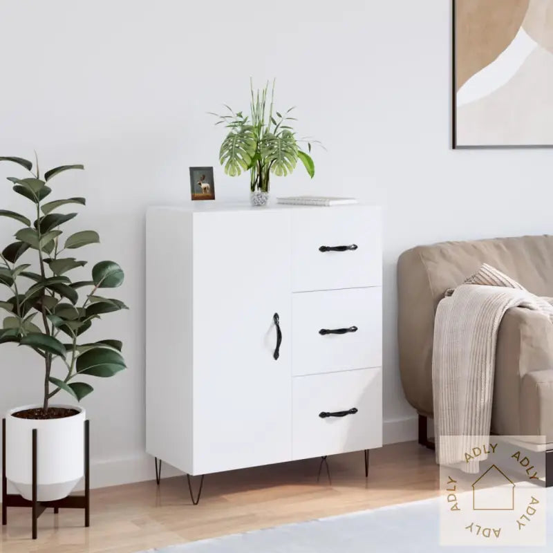Skjenk Hvit 69,5X34X90 Cm Konstruert Tre