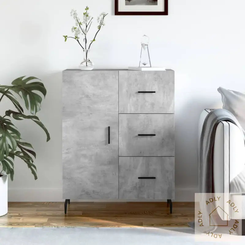 Skjenk Betonggrå 69,5X34X90 Cm Konstruert Tre