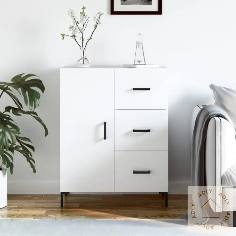 Skjenk Hvit 69,5X34X90 Cm Konstruert Tre