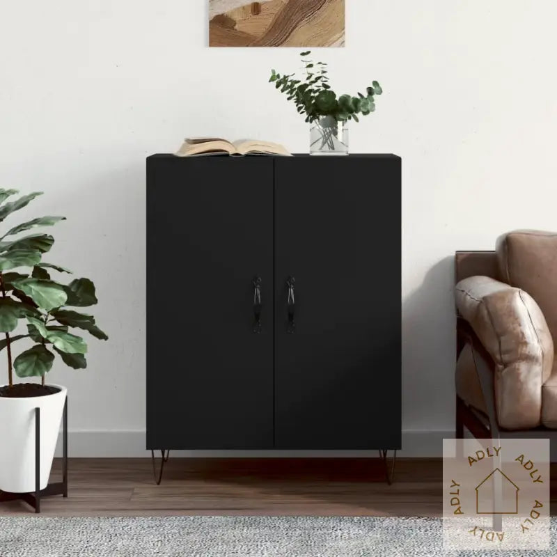 Skjenk Svart 69,5X34X90 Cm Konstruert Tre
