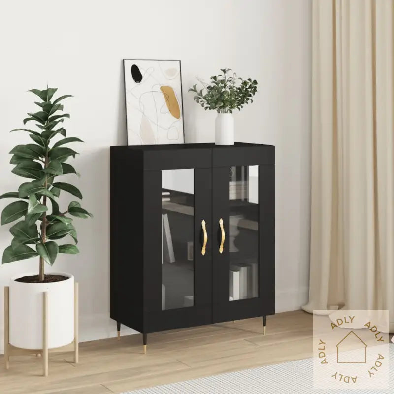 Skjenk Svart 69,5X34X90 Cm Konstruert Tre