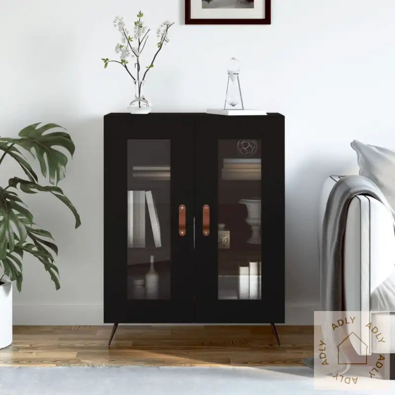 Skjenk Svart 69,5X34X90 Cm Konstruert Tre