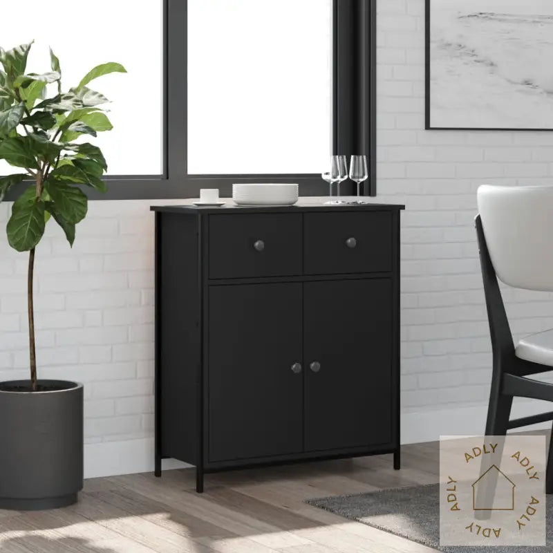 Skjenk Svart 70X30X80 Cm Konstruert Tre