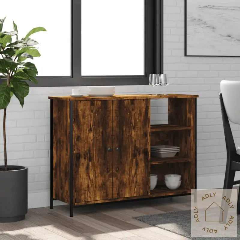 Skjenk Røkt Eik 100X33X75 Cm Konstruert Tre