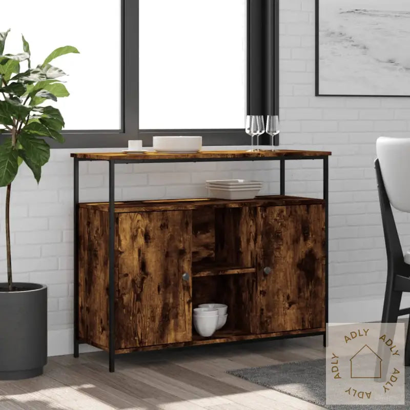 Skjenk Røkt Eik 100X35X80 Cm Konstruert Tre