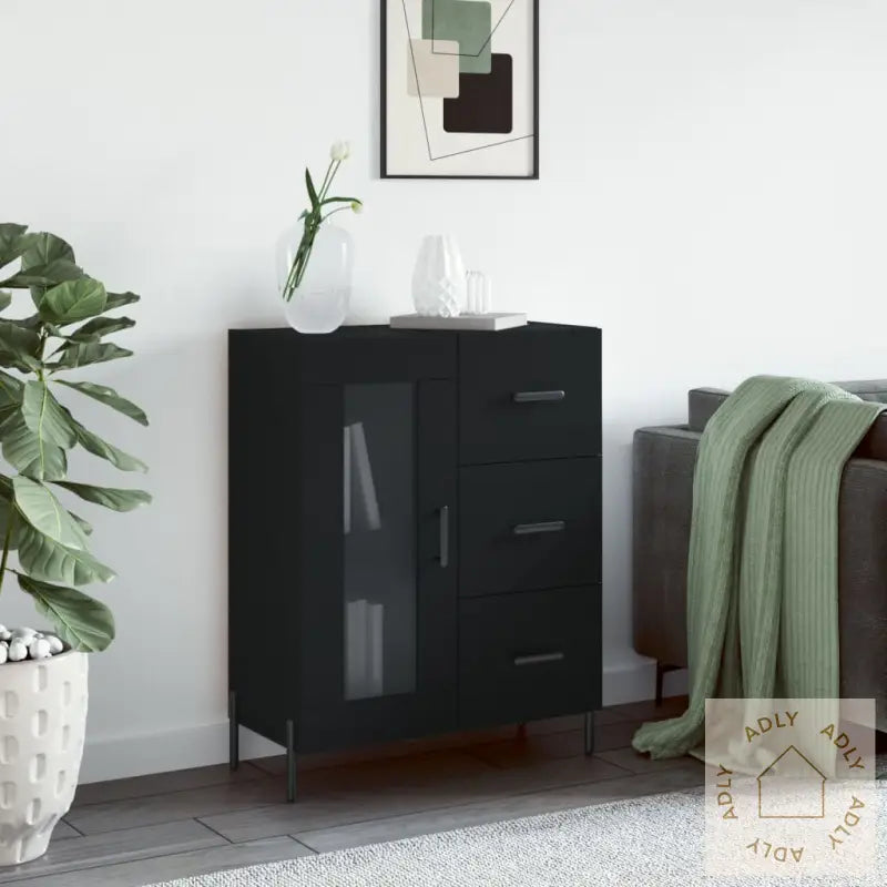 Skjenk Svart 69,5X34X90 Cm Konstruert Tre