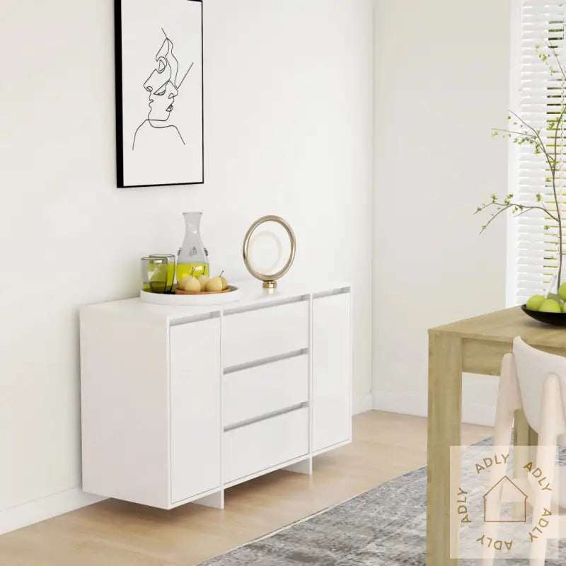 Skjenk Med 3 Skuffer Hvit 120X41X75 Cm Konstruert Tre