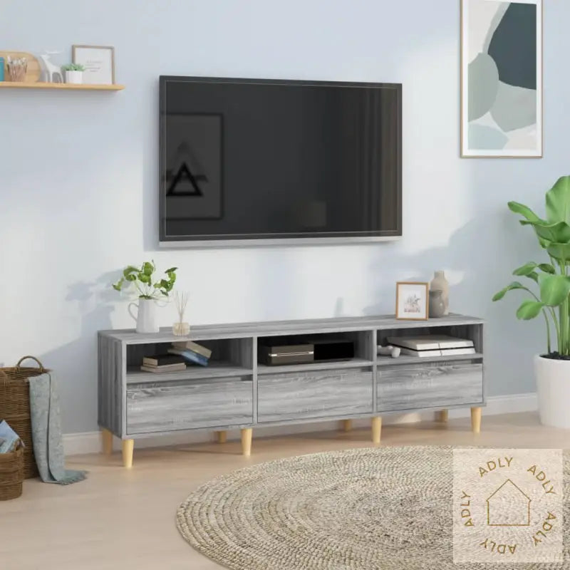 Tv-Benk Grå Sonoma 150X30X44,5 Cm Konstruert Tre