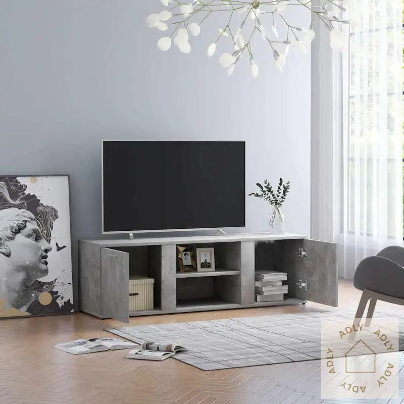 Tv-Benk Betonggrå 120X34X37 Cm Konstruert Tre