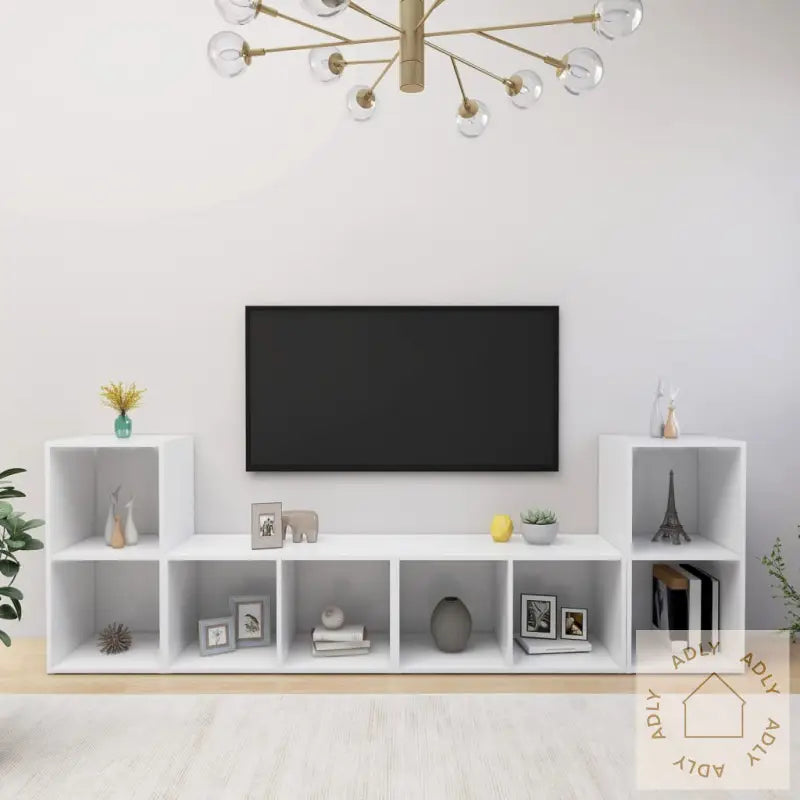 Tv-Benker 4 Stk Hvit 72X35X36,5 Cm Konstruert Tre