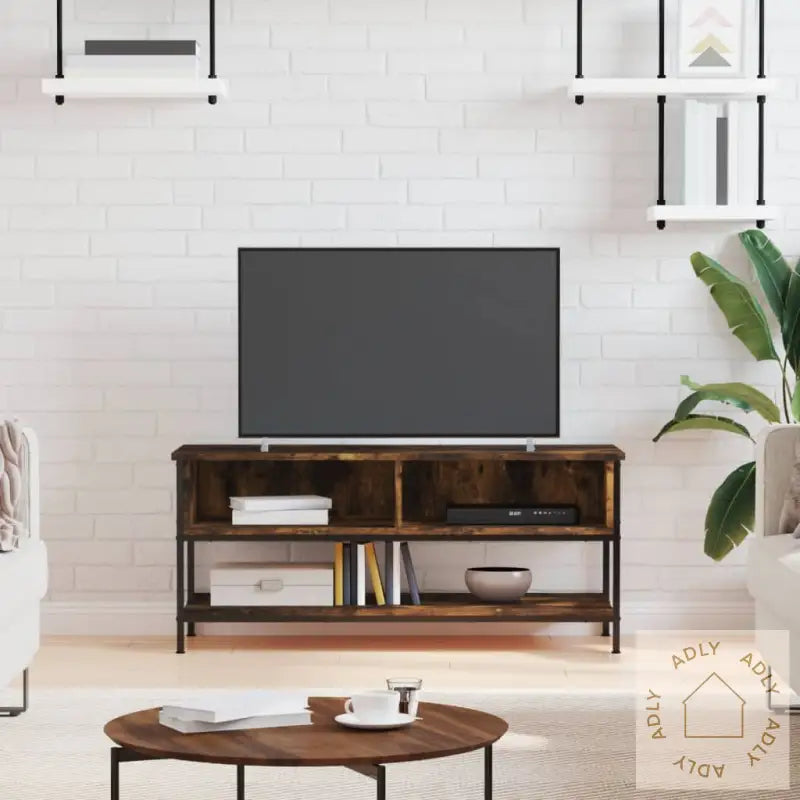 Tv-Benk Røkt Eik 100X35X45 Cm Konstruert Tre