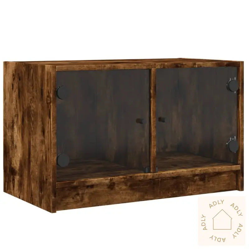 Tv-Benk Med Dør Røkt Eik 68X37X42 Cm