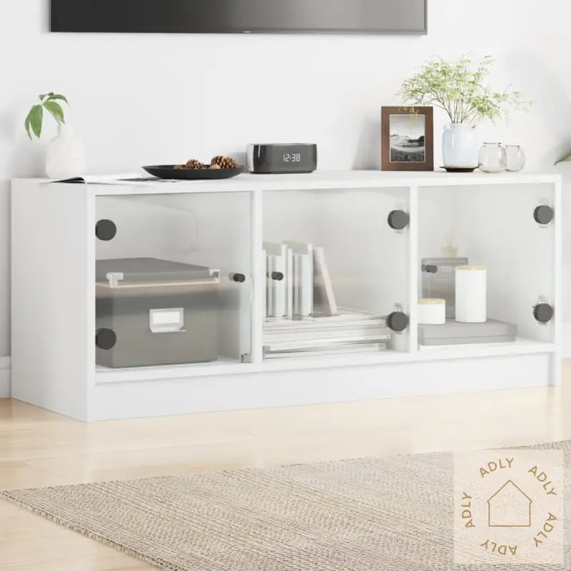 Tv-Benk Med Dør Hvit 102X37X42 Cm
