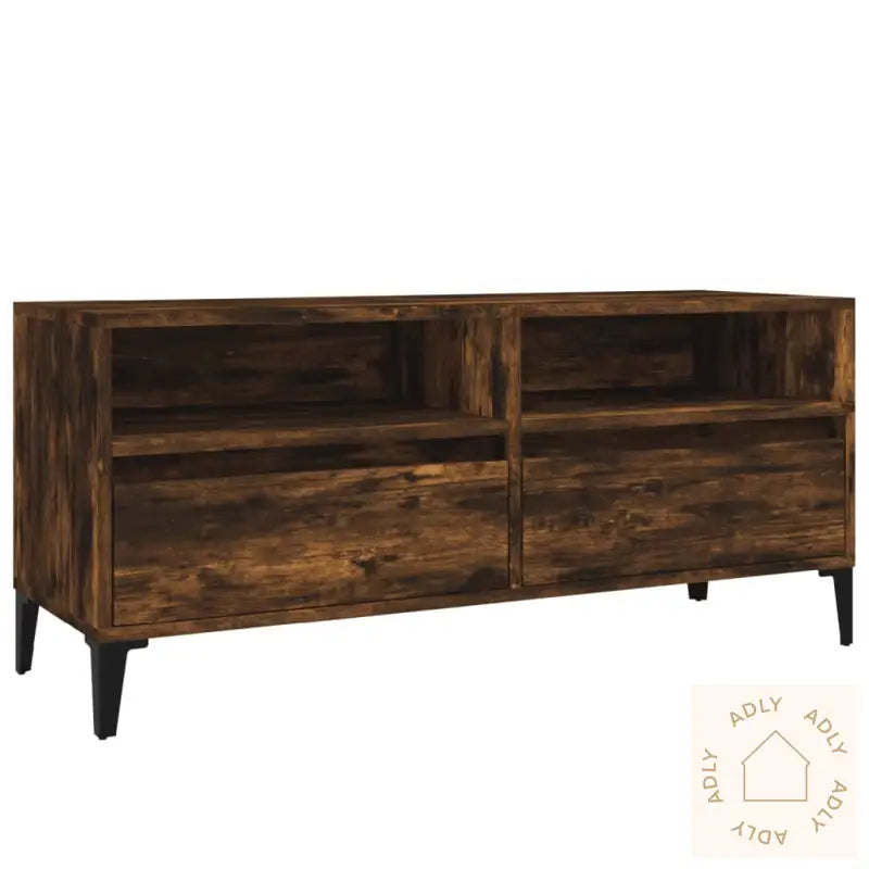 Tv-Benk Røkt Eik 100X34,5X44,5 Cm Konstruert Tre