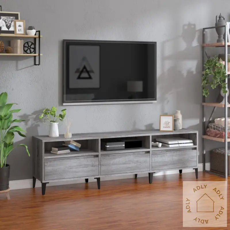 Tv-Benk Grå Sonoma 150X30X44,5 Cm Konstruert Tre