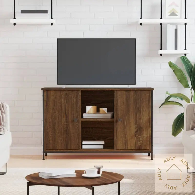 Tv-Benk Sonoma Eik 100X35X65 Cm Konstruert Tre