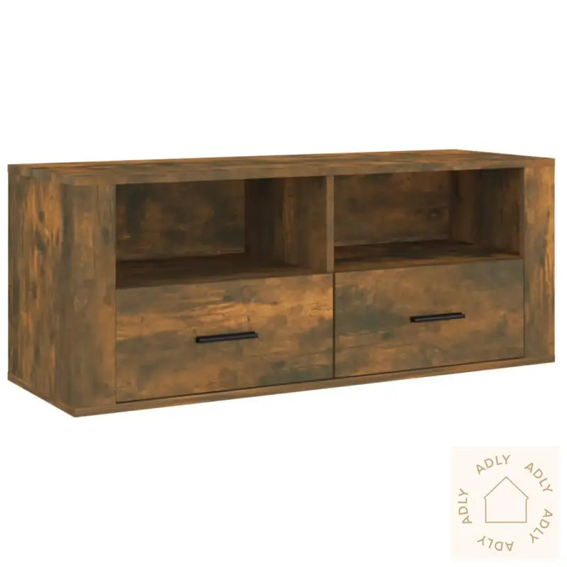 Tv-Benk Røkt Eik 100X35X40 Cm Konstruert Tre