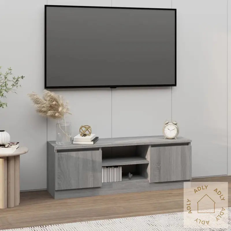 Tv-Benk Med Dør Grå Sonoma 102X30X36 Cm