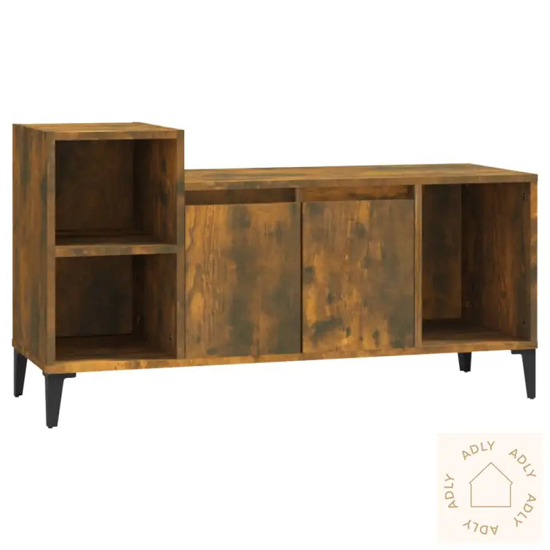 Tv-Benk Røkt Eik 100X35X55 Cm Konstruert Tre