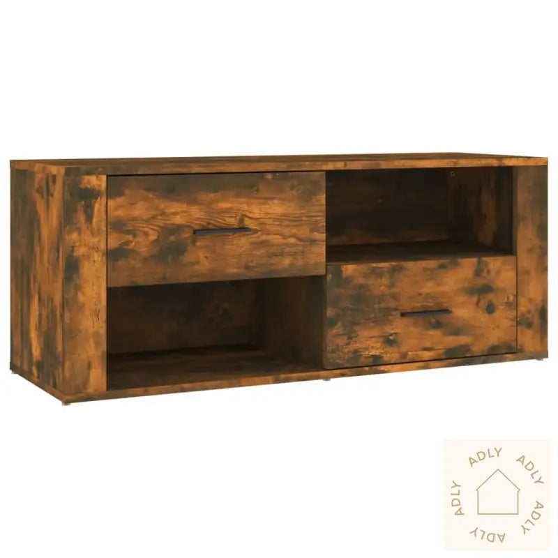 Tv-Benk Røkt Eik 100X35X40 Cm Konstruert Tre