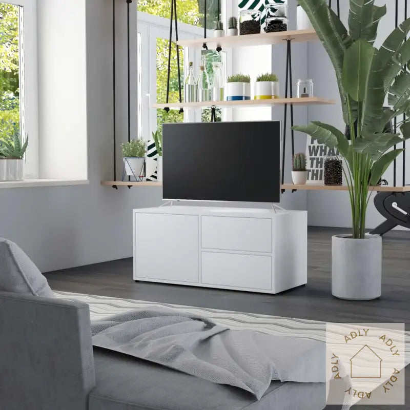Tv-Benk Hvit 80X34X36 Cm Konstruert Tre