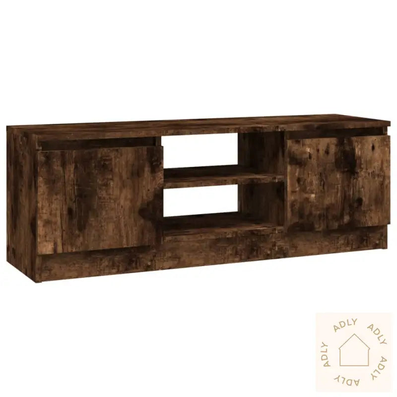 Tv-Benk Med Dør Røkt Eik 102X30X36 Cm