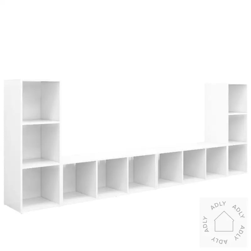 Tv-Benker 4 Stk Hvit 107X35X37 Cm Konstruert Tre