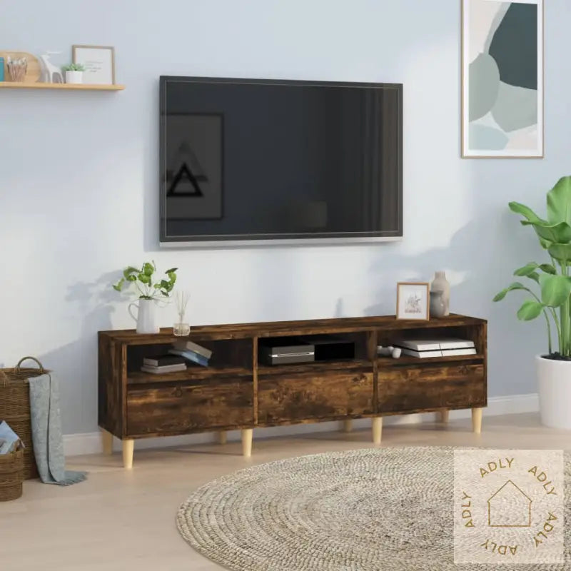 Tv-Benk Røkt Eik 150X30X44,5 Cm Konstruert Tre