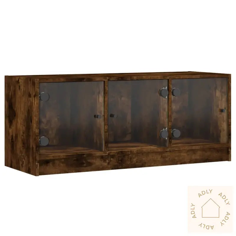 Tv-Benk Med Dør Røkt Eik 102X37X42 Cm