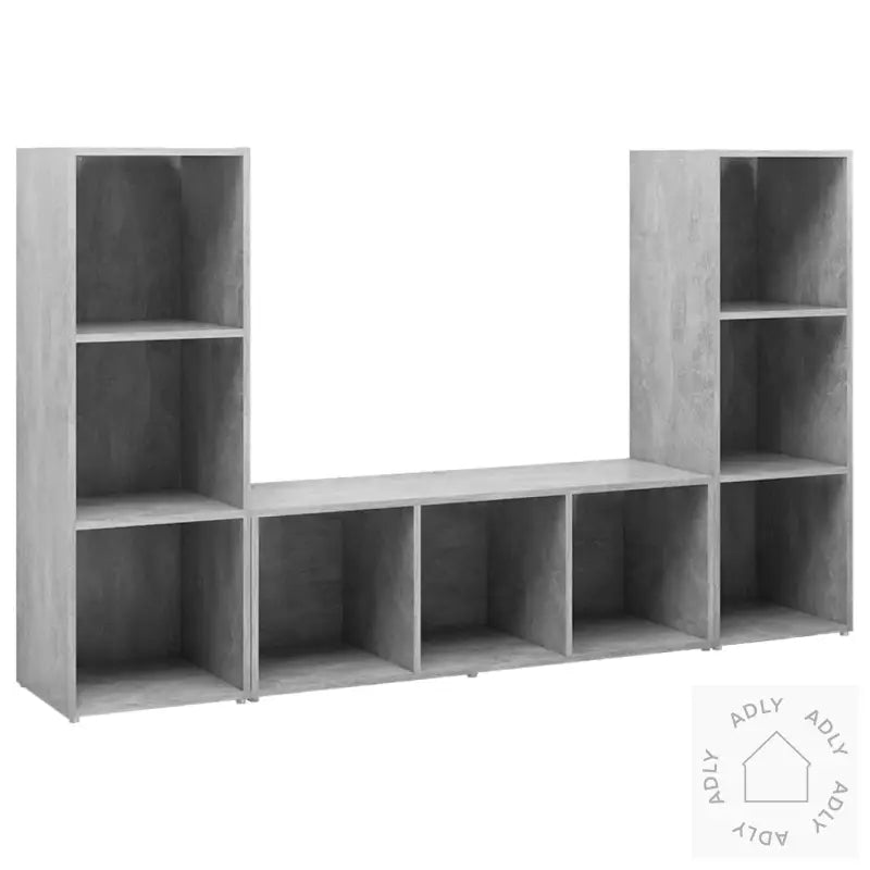 Tv-Benker 3 Stk Betonggrå 107X35X37 Cm Konstruert Tre