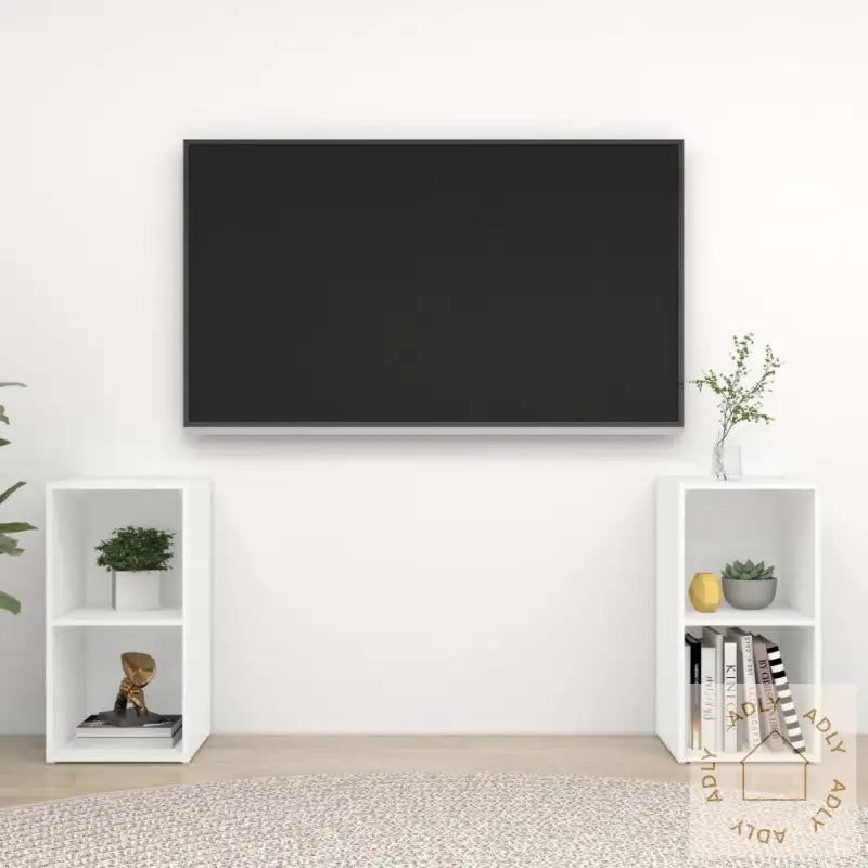 Tv-Benker 2 Stk Hvit 72X35X36,5 Cm Konstruert Tre