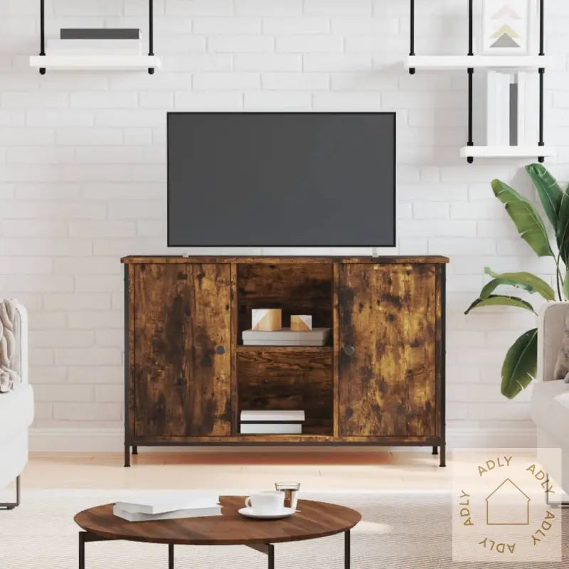 Tv-Benk Sonoma Eik 100X35X65 Cm Konstruert Tre