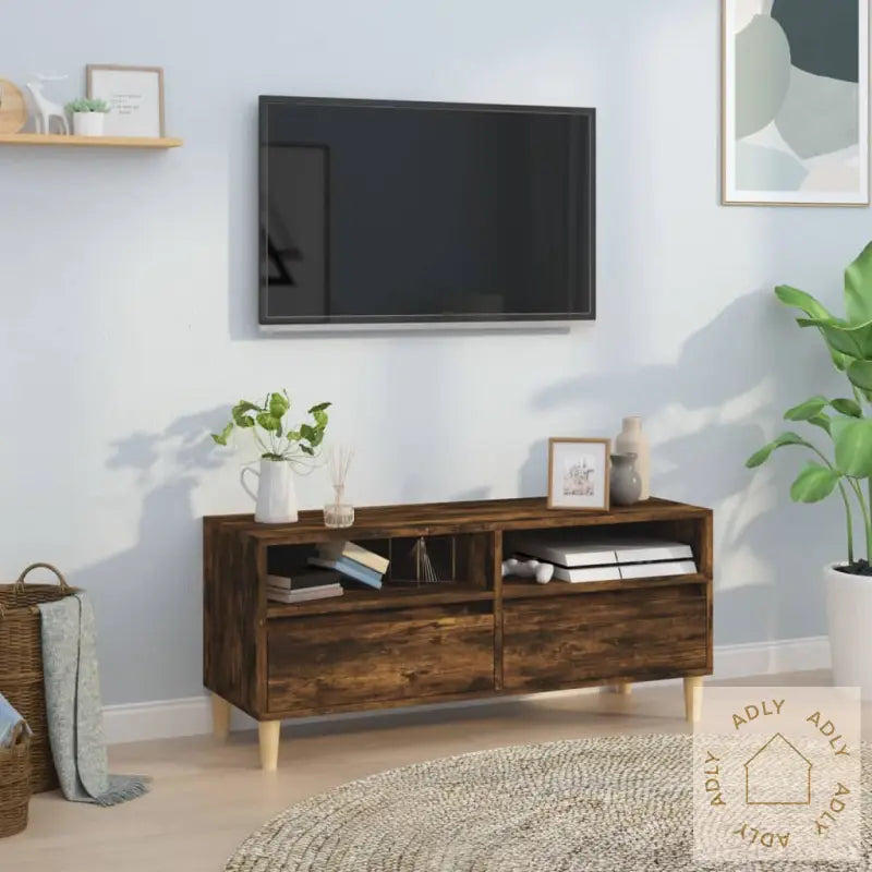 Tv-Benk Røkt Eik 100X34,5X44,5 Cm Konstruert Tre