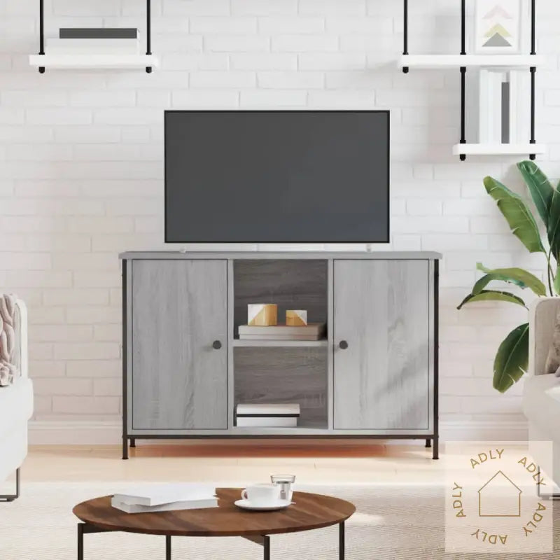 Tv-Benk Grå Sonoma 100X35X65 Cm Konstruert Tre