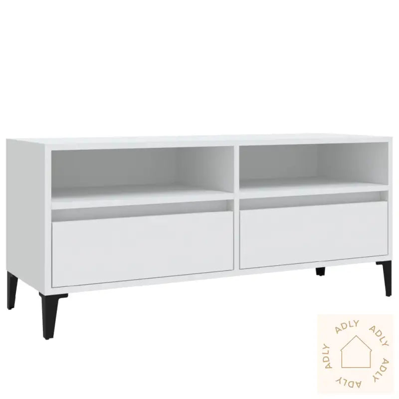 Tv-Benk Hvit 100X34,5X44,5 Cm Konstruert Tre