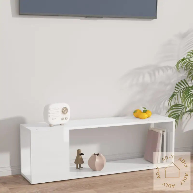Tv-Benk Høyglans Hvit 100X24X32 Cm Konstruert Tre
