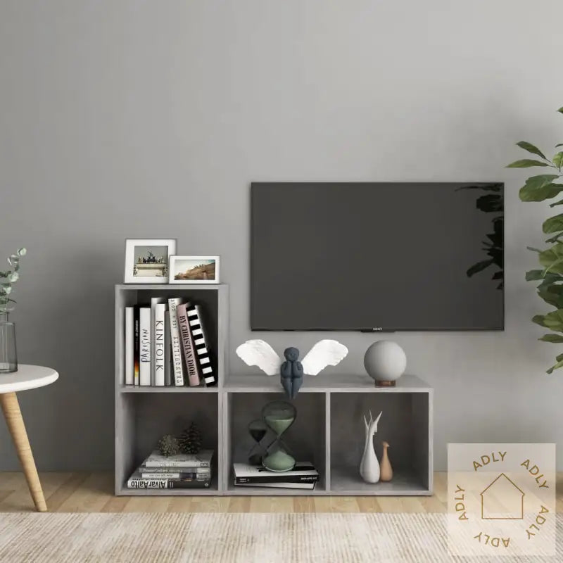 Tv-Benker 2 Stk Betonggrå 72X35X36,5 Cm Konstruert Tre