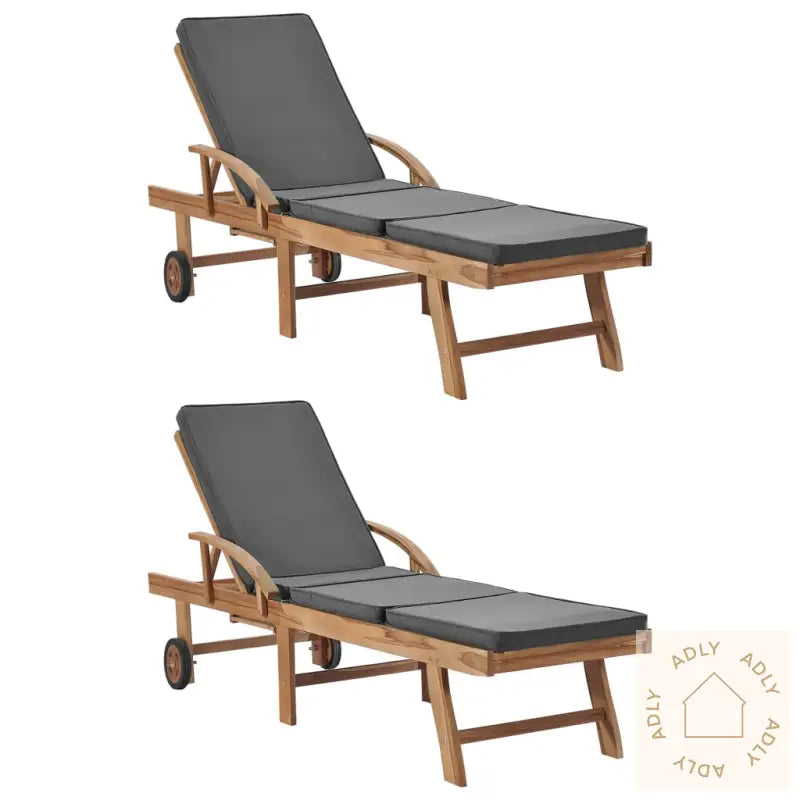 Solsenger Med Puter 2 Stk Heltre Teak Grå